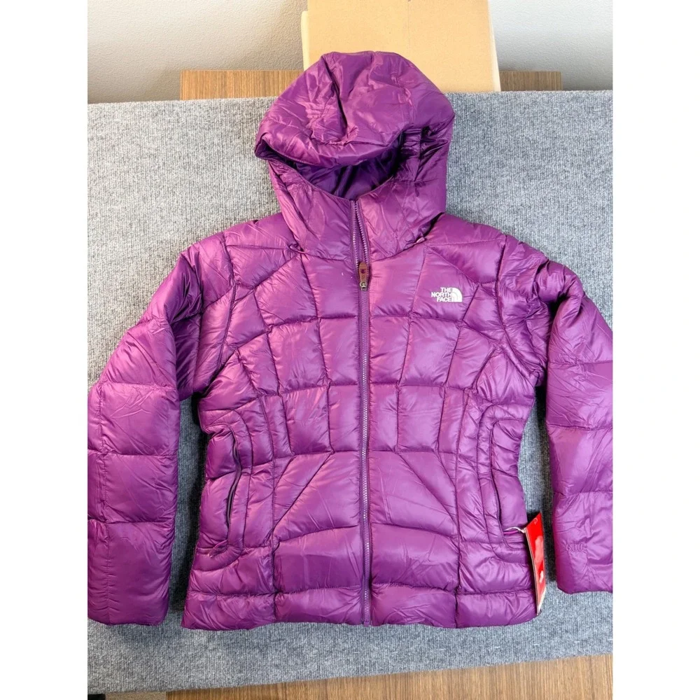 The North Face Womens Large Purple Destiny Down Jacket 600 Fill Puffer Hoode NWT
